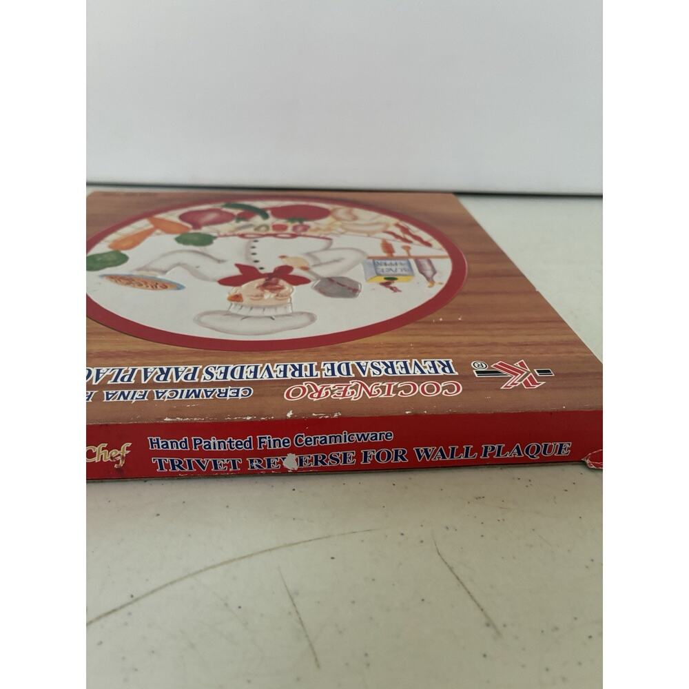 Gourmet Chef Trivet Reverse For Wall Plaque Hand Painted Fine Ceramicware - Picture 6 of 12